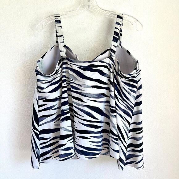 Swimsuits For All zebra Print Tankini Top Black White Gray Size 24 - Picture 4 of 15